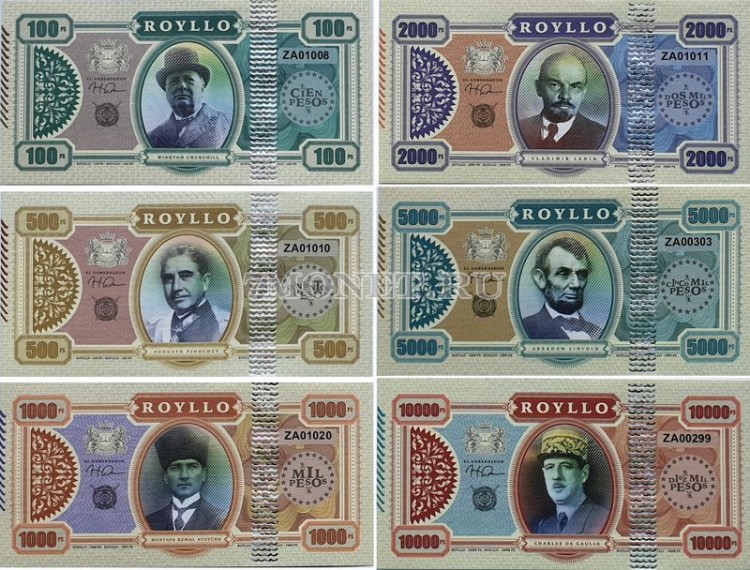 Ройлло набор из 6-ти банкнот 2019 год Мировые лидеры