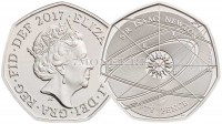 монета Великобритания 50 пенсов 2017 год Исаак Ньютон в блистере