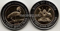 монета Уганда 1000 шиллингов 2012 год Восточный венценосный журавль биметалл