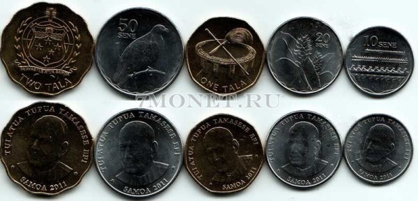 Самоа набор из 5-ти монет 2011 год