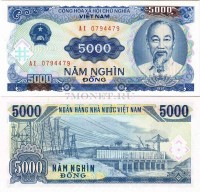 бона Вьетнам 5000 донг 1991 год