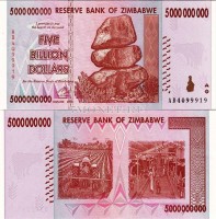 бона Зимбабве 5 миллиардов (биллионов) долларов 2008 год