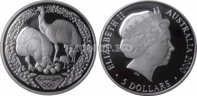 монета Австралия 5 долларов 2000 год Летние олимпийские игры 2000 г. в Сиднее...