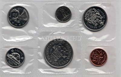 Канада годовой набор из 6-ти монет 1971 год в банковской запайке