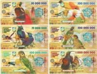 набор из 6-ти сувенирных банкнот Большой Элобей (Элобей Гранде) 2018 год Птицы