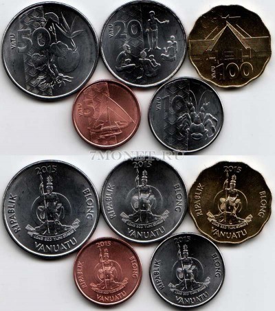 Вануату набор из 5-ти монет 2015 год