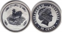 монета Австралия 50 центов 2003 год козы, PROOF