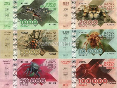 Набор из 6-ти банкнот Малый Элобей 2016 год Пауки и их паутина