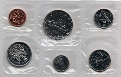 Канада годовой набор из 6-ти монет 1972 год в банковской запайке