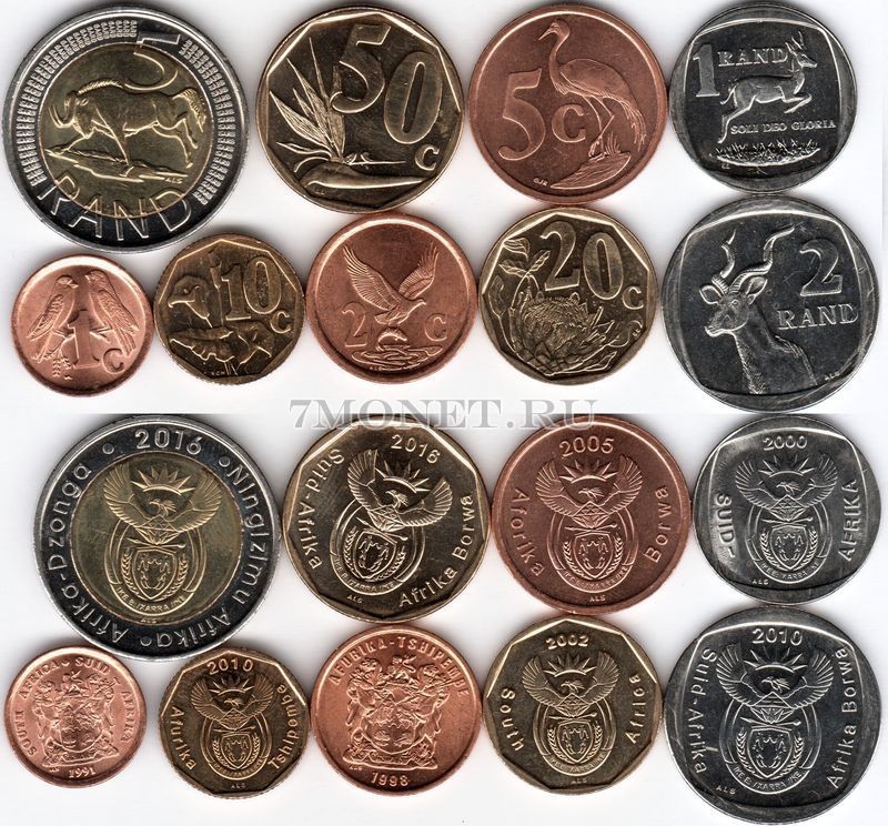 ЮАР набор из 9-ти монет 1991 - 2016 год