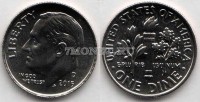 монета США 10 центов (дайм) 2015D год