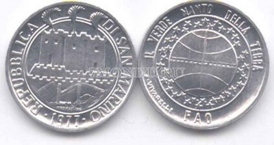 Сан-Марино 1 лира 1977 год FAO