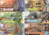 Тихий океан набор из 6-ти банкнот 2019 год Животные саванны