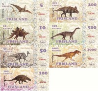Фрисланд набор из 7-ми банкнот 2016 год Динозавры