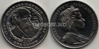 монета Фолклендские острова 1 крона 2007 год Чарльз Дарвин