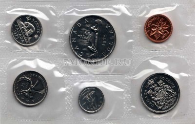 Канада годовой набор из 6-ти монет 1975 год в банковской запайке