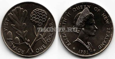 монета Новая Зеландия 1 доллар 1981 год королевский визит