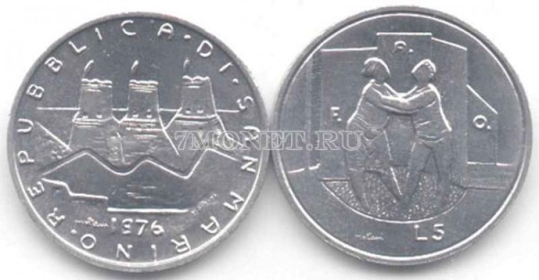 Сан-Марино 5 лир 1976 год